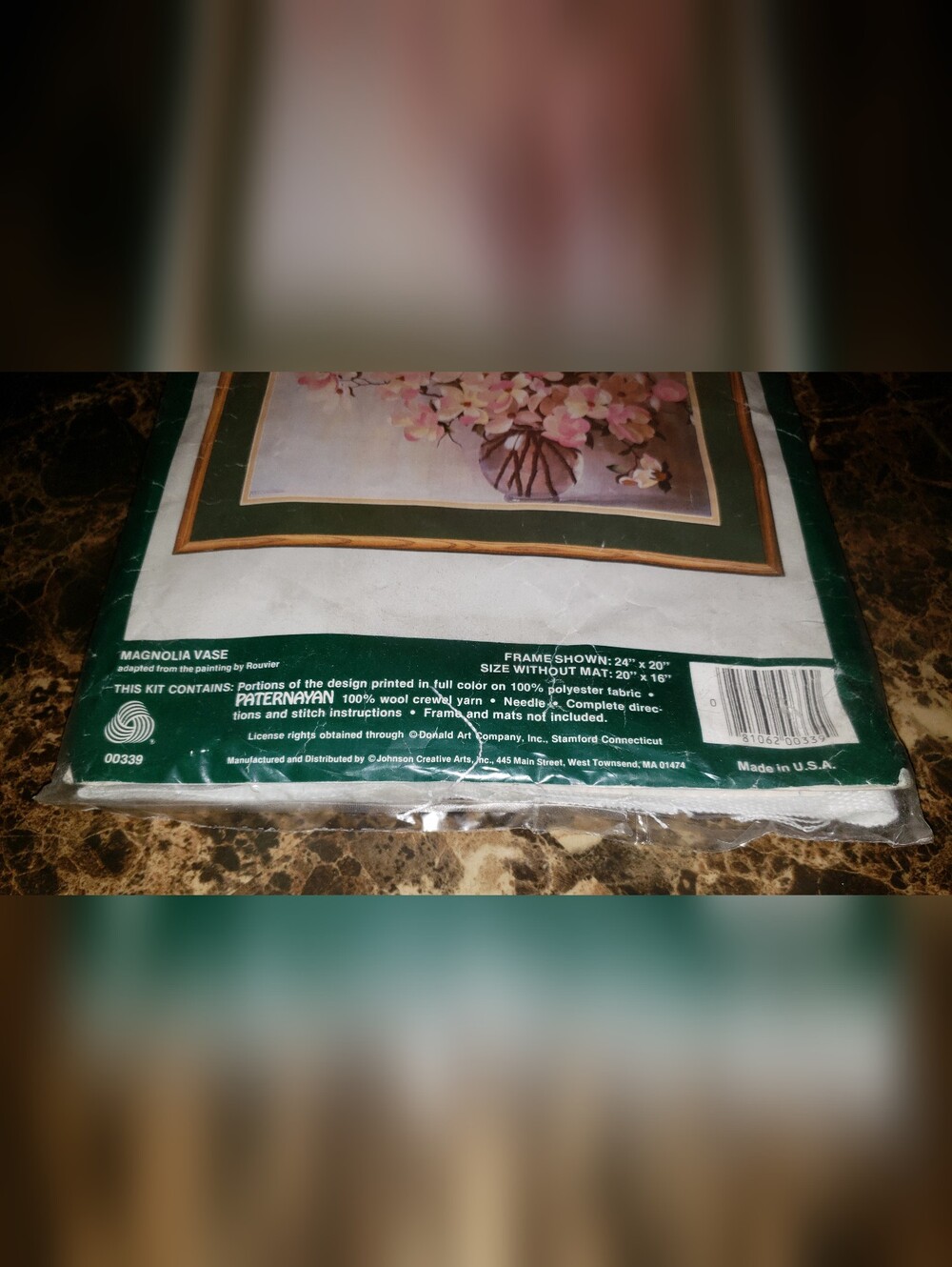 Vintage Elsa Williams Crewel Embroidery Kit "Magnolia Vase" - Picture 6 of 11